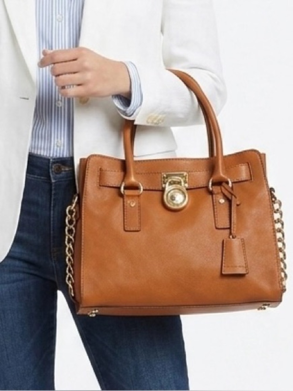 Michael Kors Hamilton Satchel - Tan Leather Gold Hardware NWOT